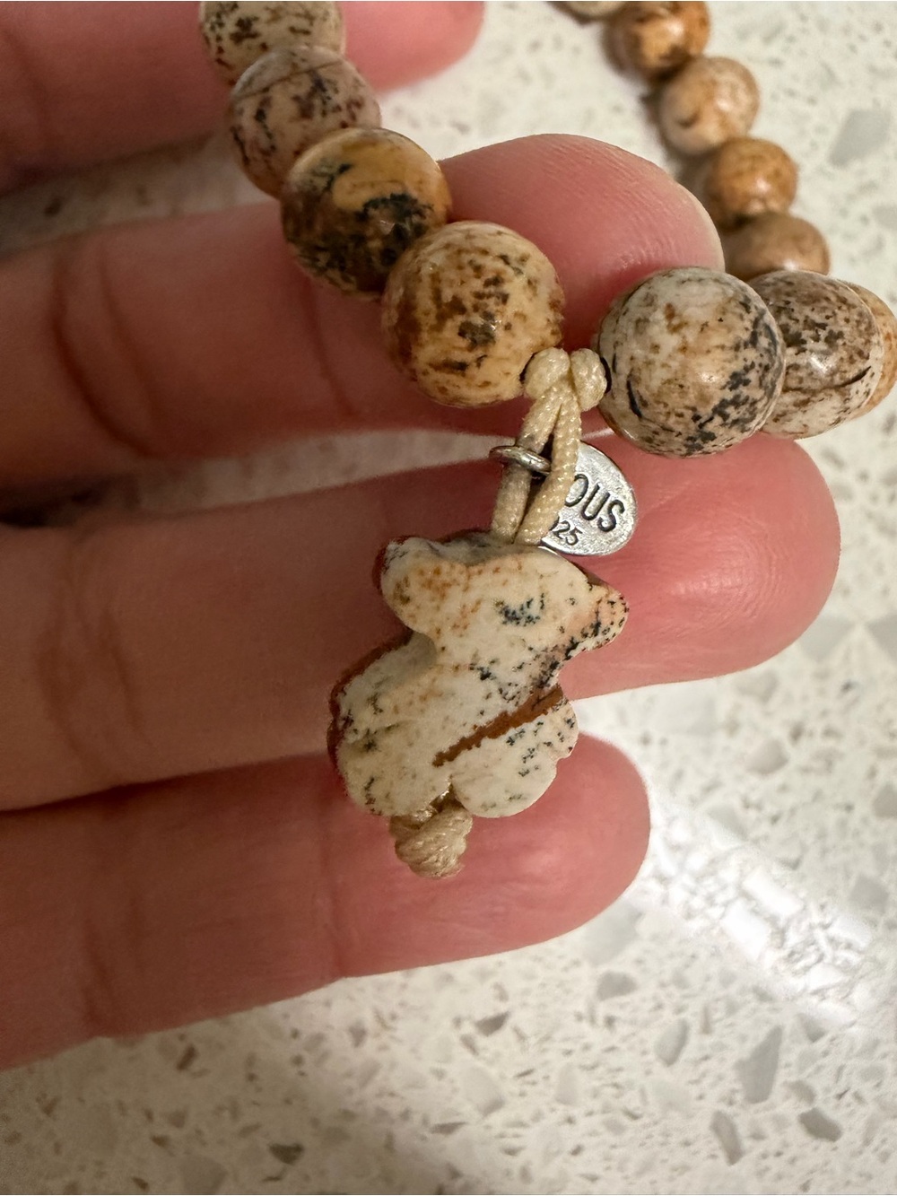 Tous Earth-Tone Picture Jasper Beaded Bracelet - Brown & Cream - Picture 2 of 2